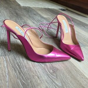 Aquazzura metallic pink heels with ankle wrap size 36